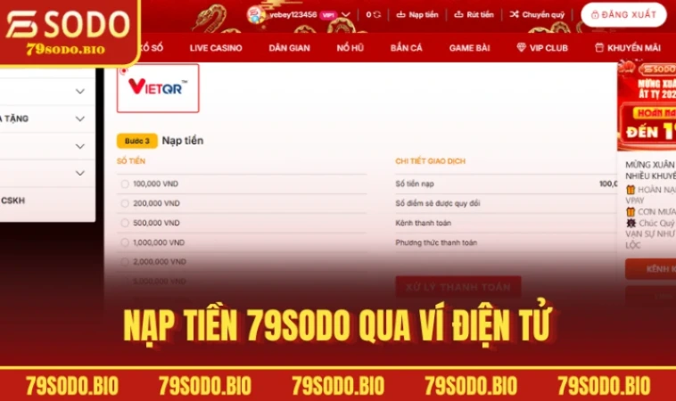 Nạp Tiền 79SODO Cổng Giao Dịch Tiện Lợi Và Nhanh Chóng 3 Nạp tiền 79SODO qua ví điện tử